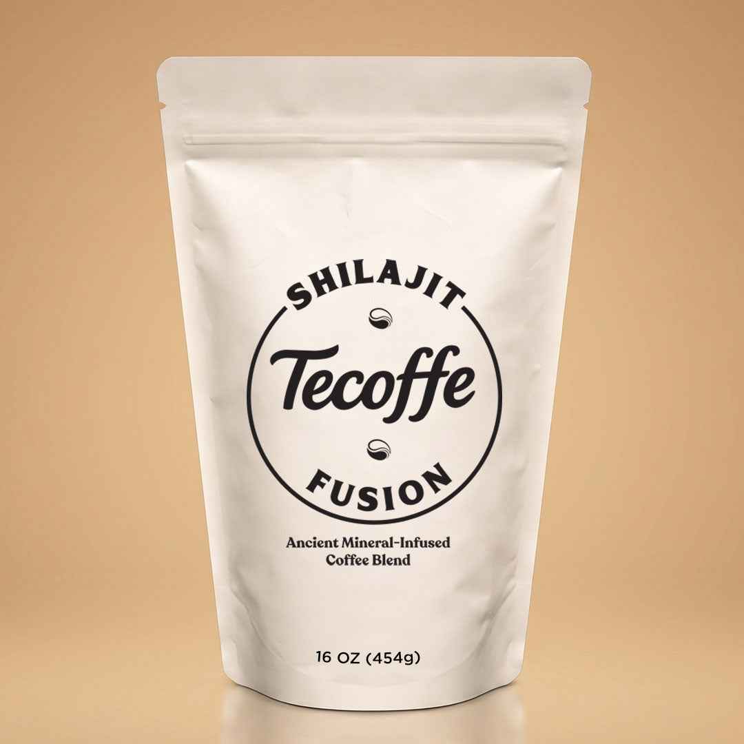 Tecoffe Fusion Shilajit coffee blend is rich in minerals made with premium roasted coffee, coconut oil and Matcha green tea powder. Available in a medium roast french press grind or a dark roast espresso grind. Shilajit is an Ancient substance found in the high mountain ranges that is generally rich in fulvic acid and trace minerals.