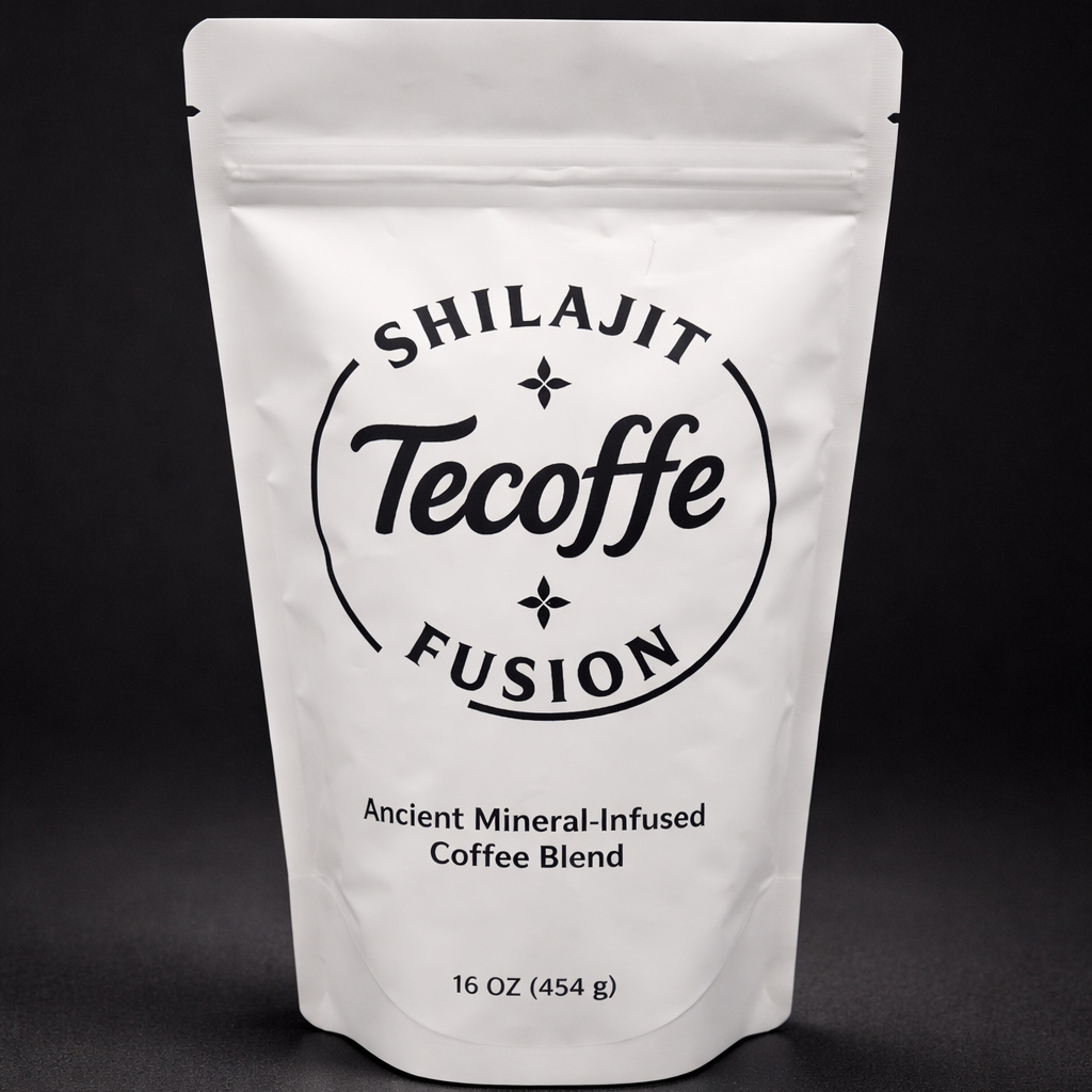 Tecoffe Fusion Shilajit packaging with black text on a white background
